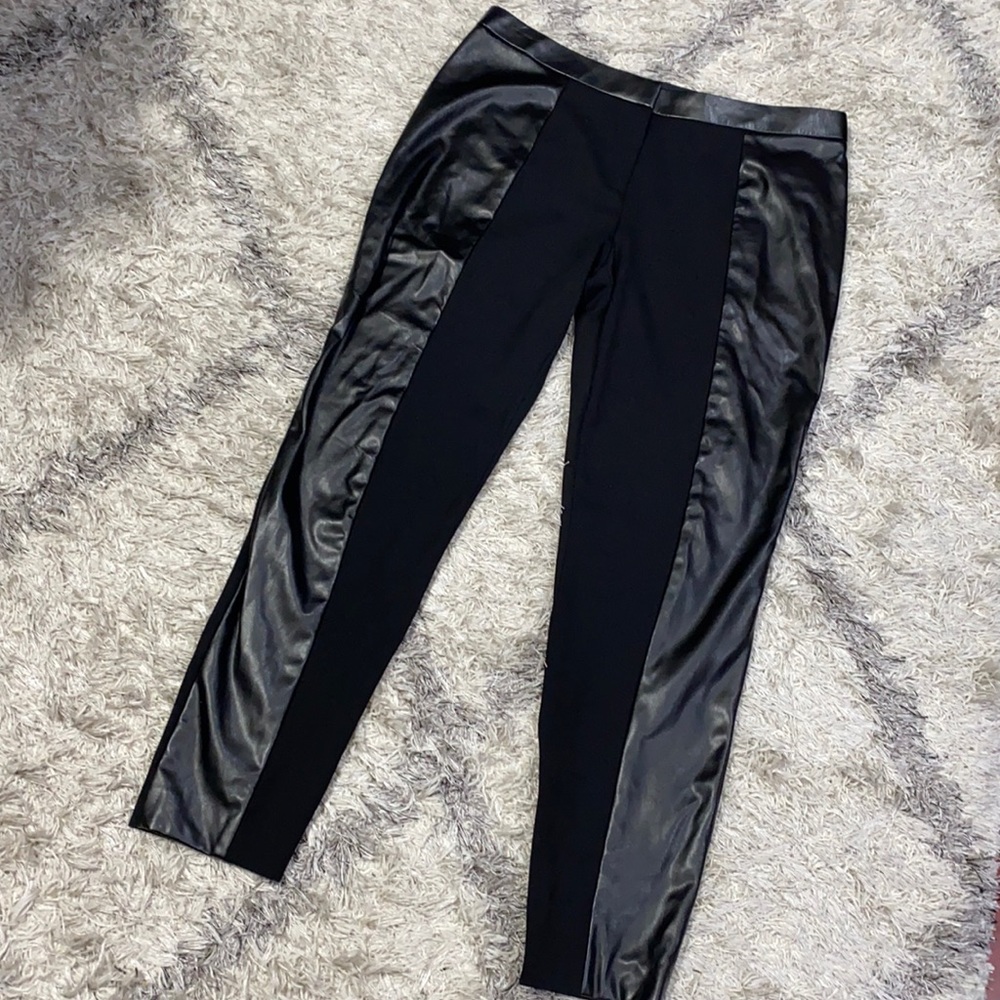 Tory Burch faux leather & ponte knit skinny sz L